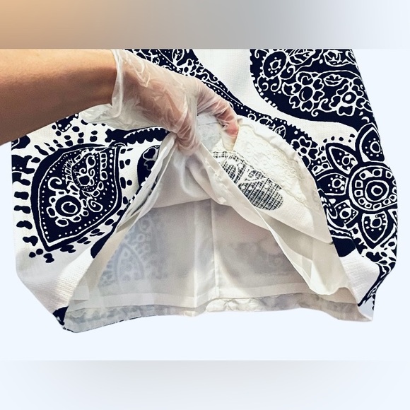 Kate Spade Skirt the Rules Cotton Short Skirt Size 10 Black White Print NWOT - Picture 4 of 7